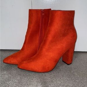 Orangey Red Bootie Heels